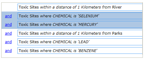 Select the first group of attribute expressions Select the first group of attribute expressions